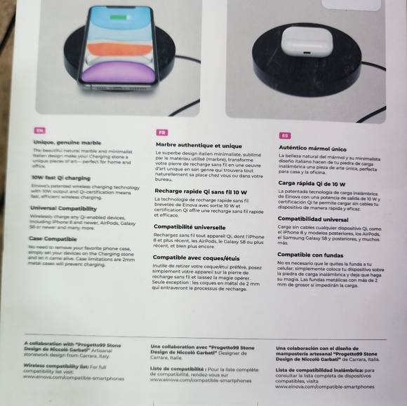 Einova Black Marble Fast 10W Charging Stone - Picture 5 of 6